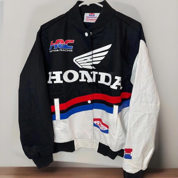JT Racing Honda Speed Black White Racing  Bomber Jacket M - Picture 1 of 11